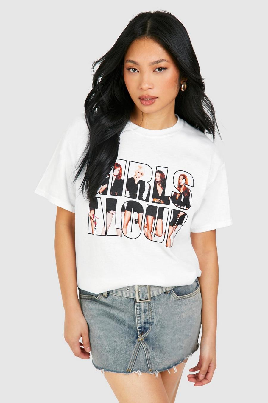 White Petite Girls Aloud T-shirt med tryck image number 1