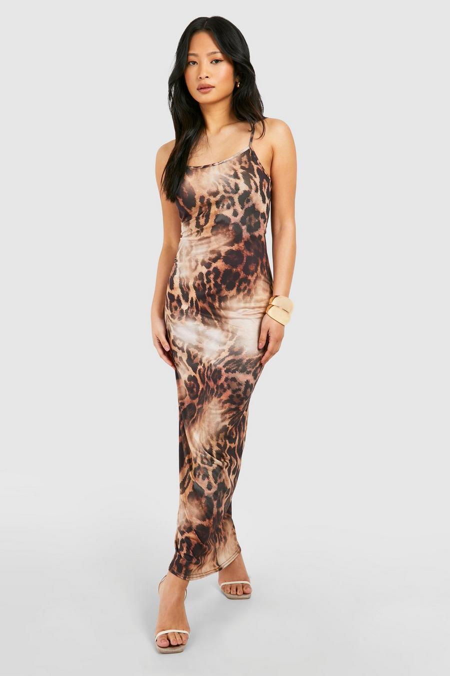 Natural Petite Leopard Maxi Dress