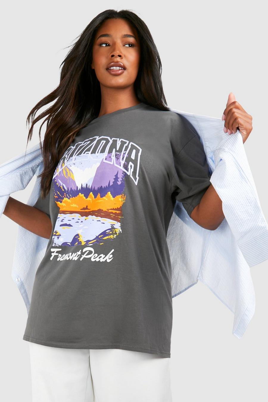 Plus T-Shirt mit Arizona Peak Print, Charcoal image number 1
