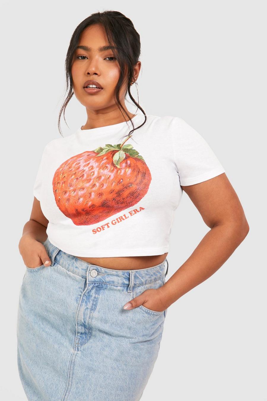 White Plus T-shirt med jordgubbar image number 1