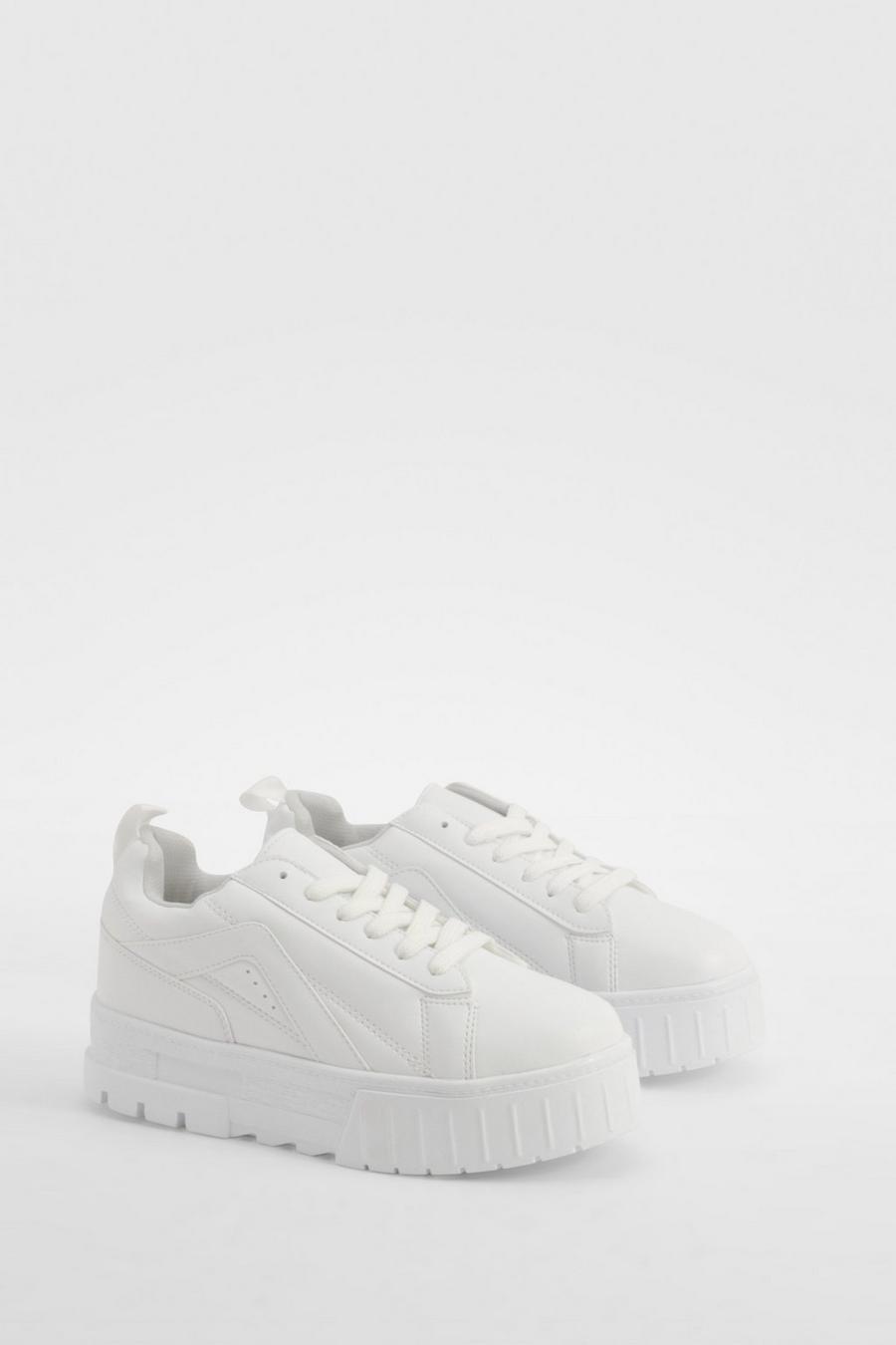 White Chunky Platform Sole Trainers   image number 1