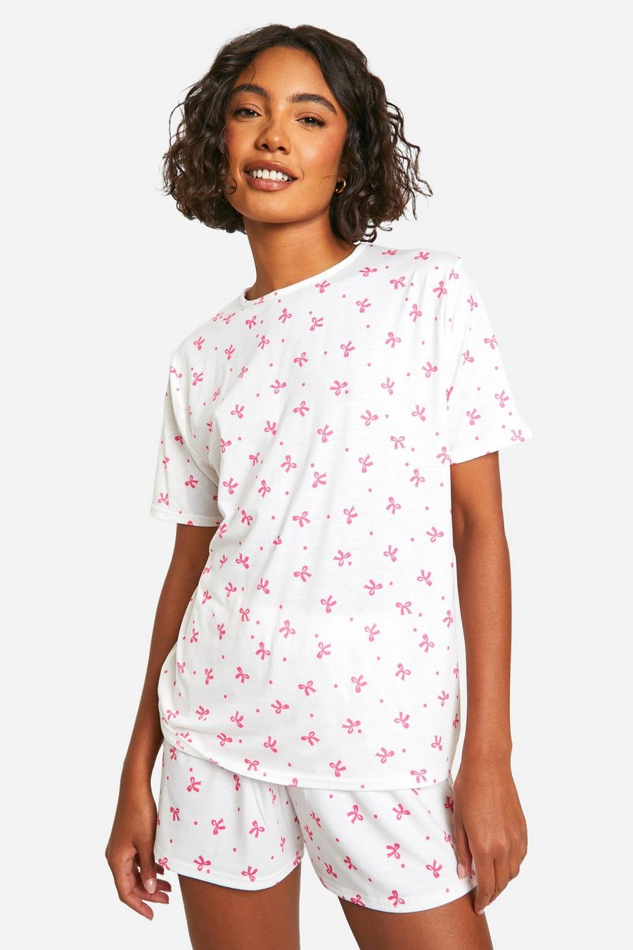 Pijama corto Tall con estampado de lazo, White image number 1