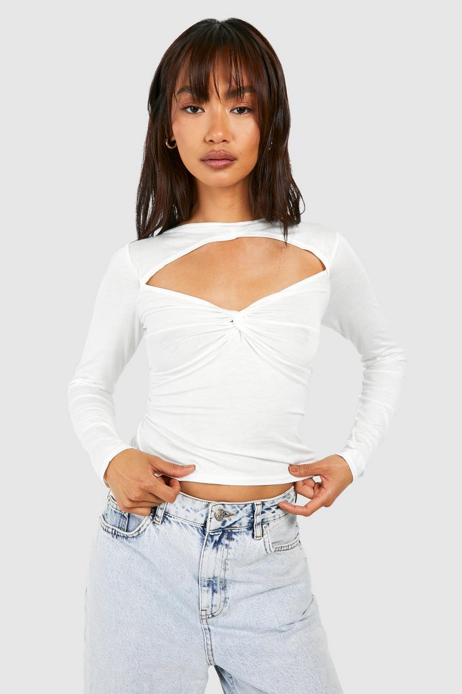 White Twist Cut Out Jean Grazer T-shirt image number 1