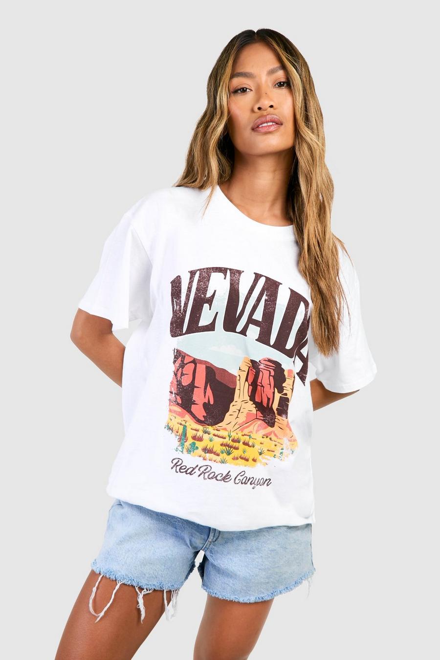 T-shirt oversize con scritta Nevada, White image number 1