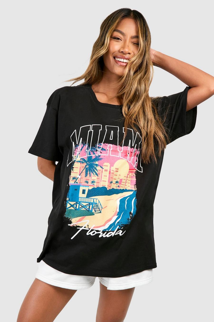 Camiseta oversize con estampado de Miami, Black