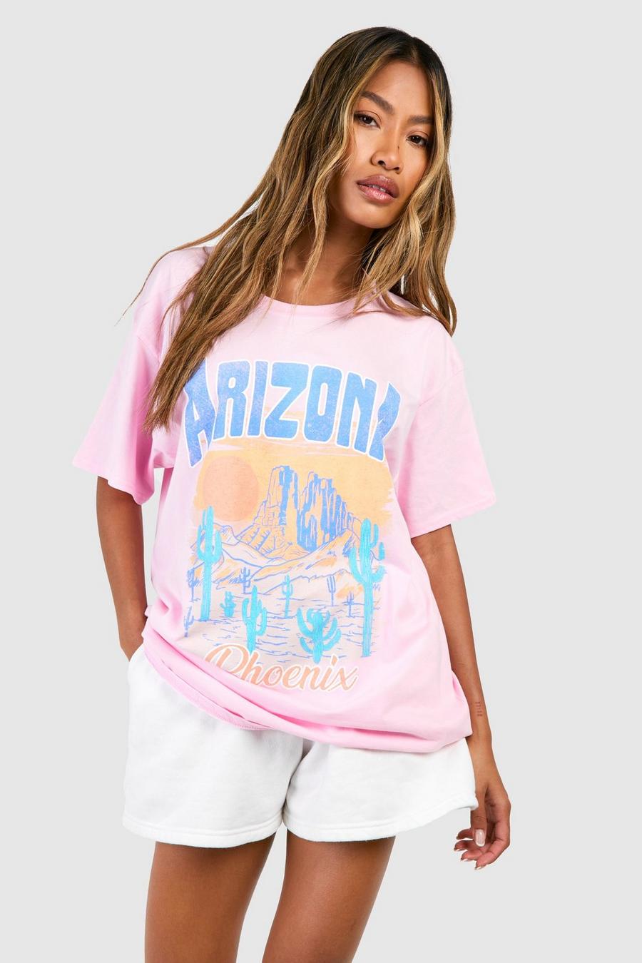 Camiseta oversize con estampado de Arizona, Baby pink image number 1