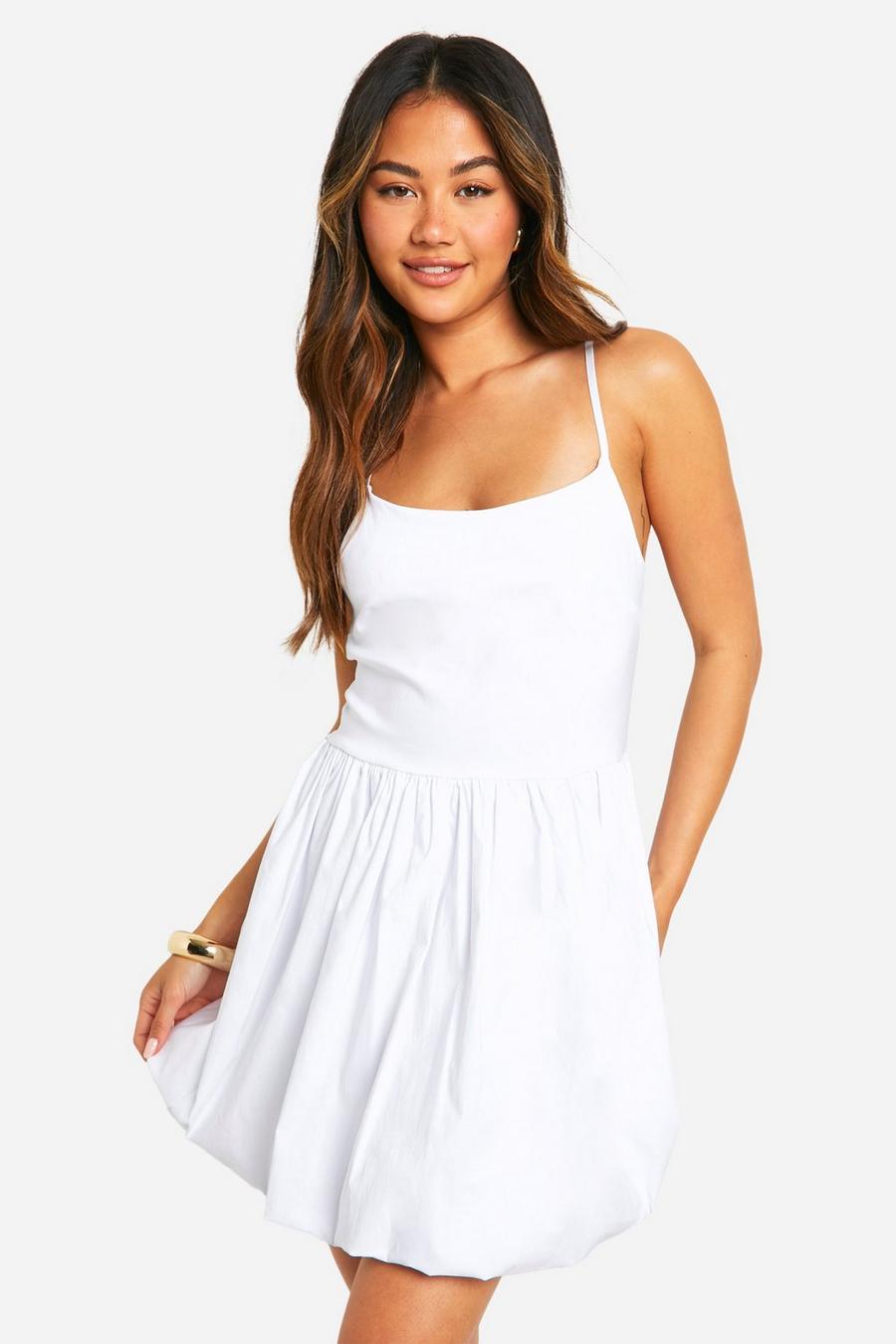 White Puffball Skirt Bengaline Mini Dress