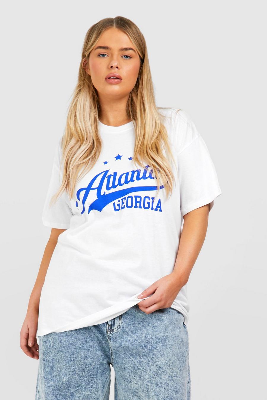 Plus T-Shirt mit Atlanta Georgia Print, White
