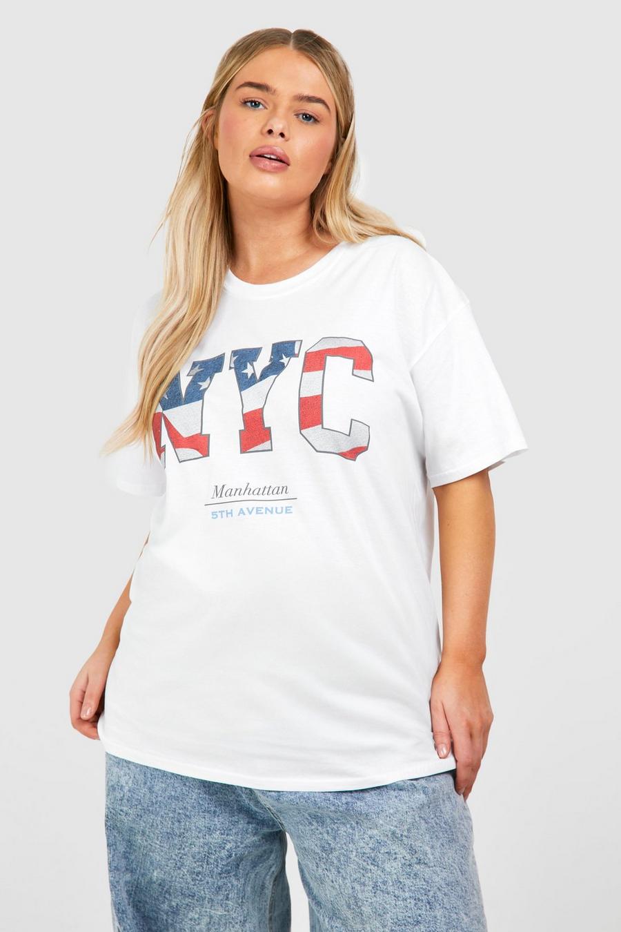 Camiseta Plus con estampado de NYC, White