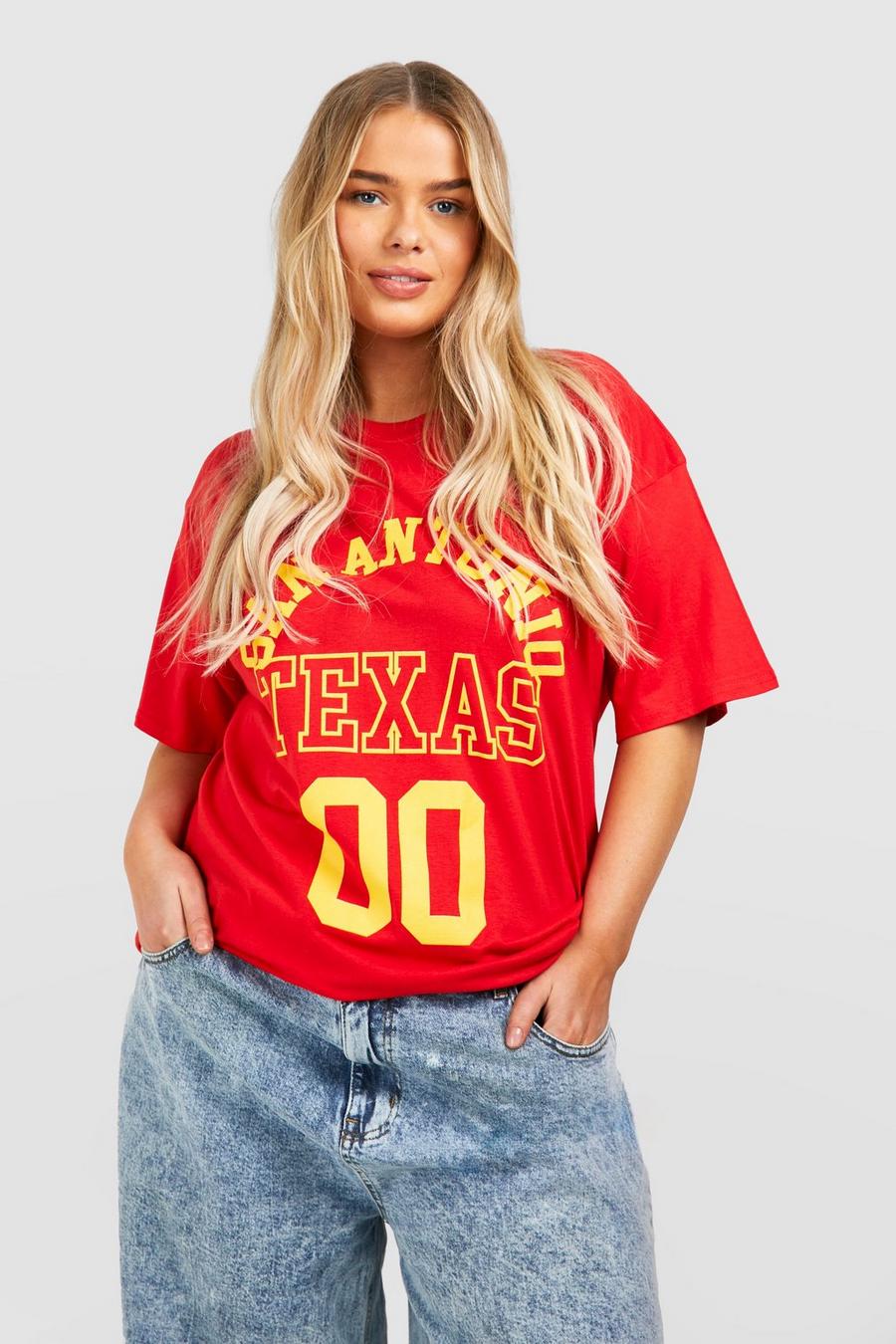 Red Plus San Antonio Texas T Shirt image number 1