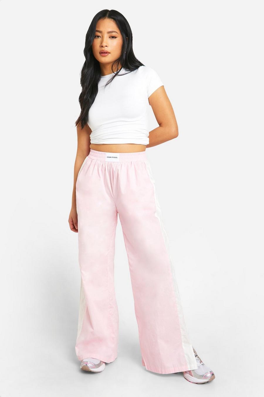 Petite - Pantalon texturé à slogan Dsgn Studio, Pink