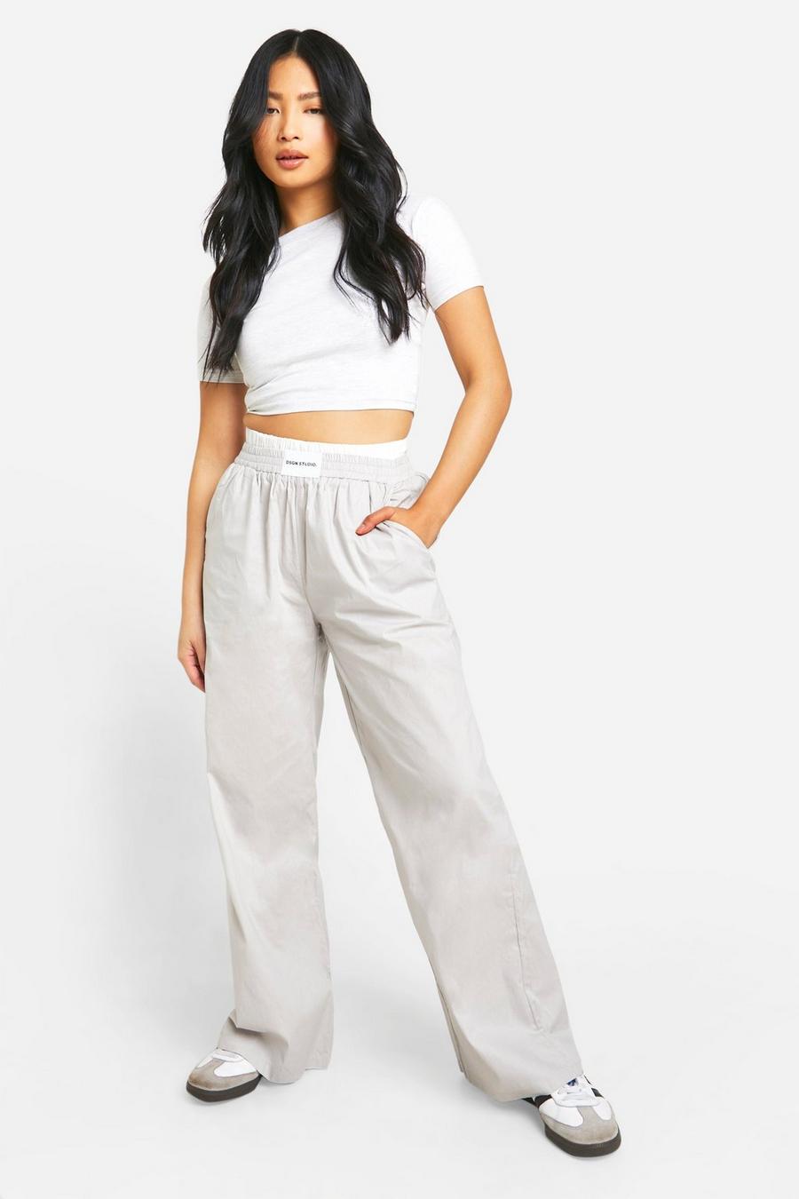 Grey Petite Contrast Waistband Pants image number 1