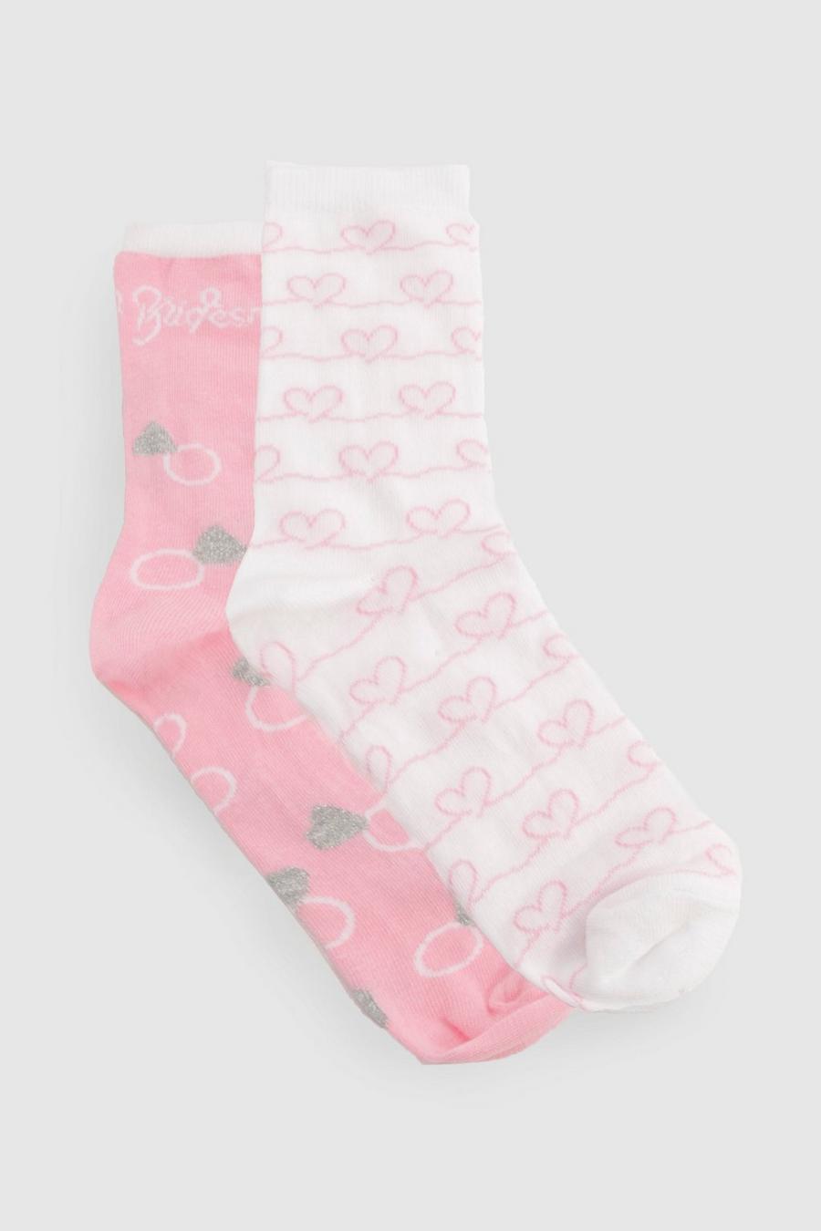 Pink Bridesmaid 2 Pack Socks 