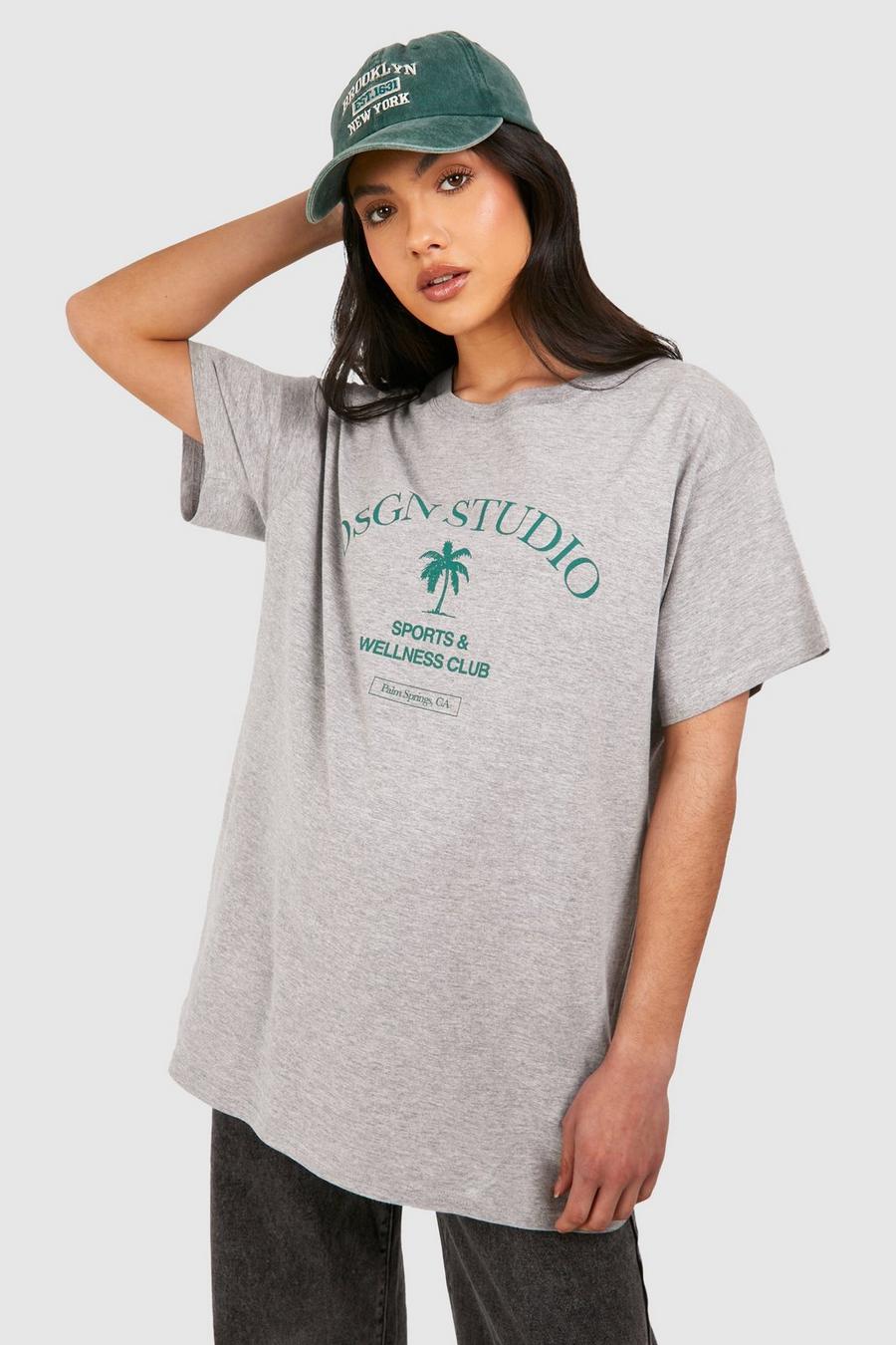Grey marl Mammakläder Dsgn Studio Oversize t-shirt med tryck