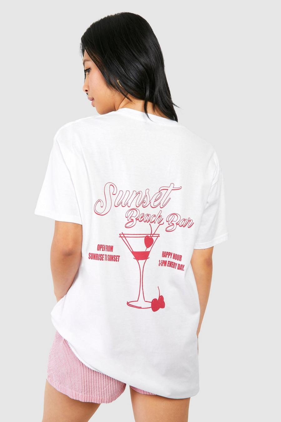 White Petite Oversized Cocktail Graphic T-shirt