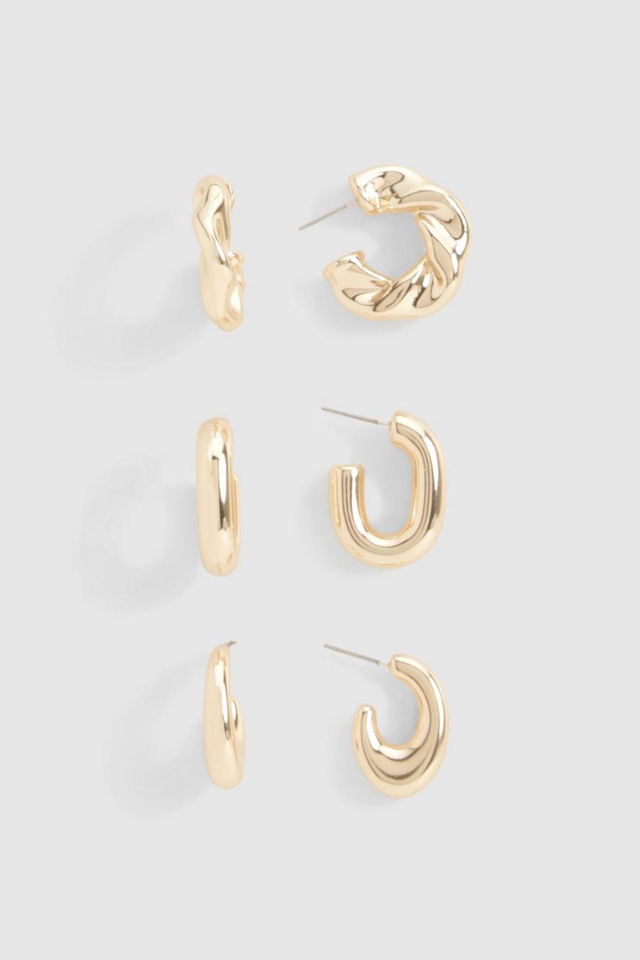 Gold Chunky Hoop Multipack Earrings 