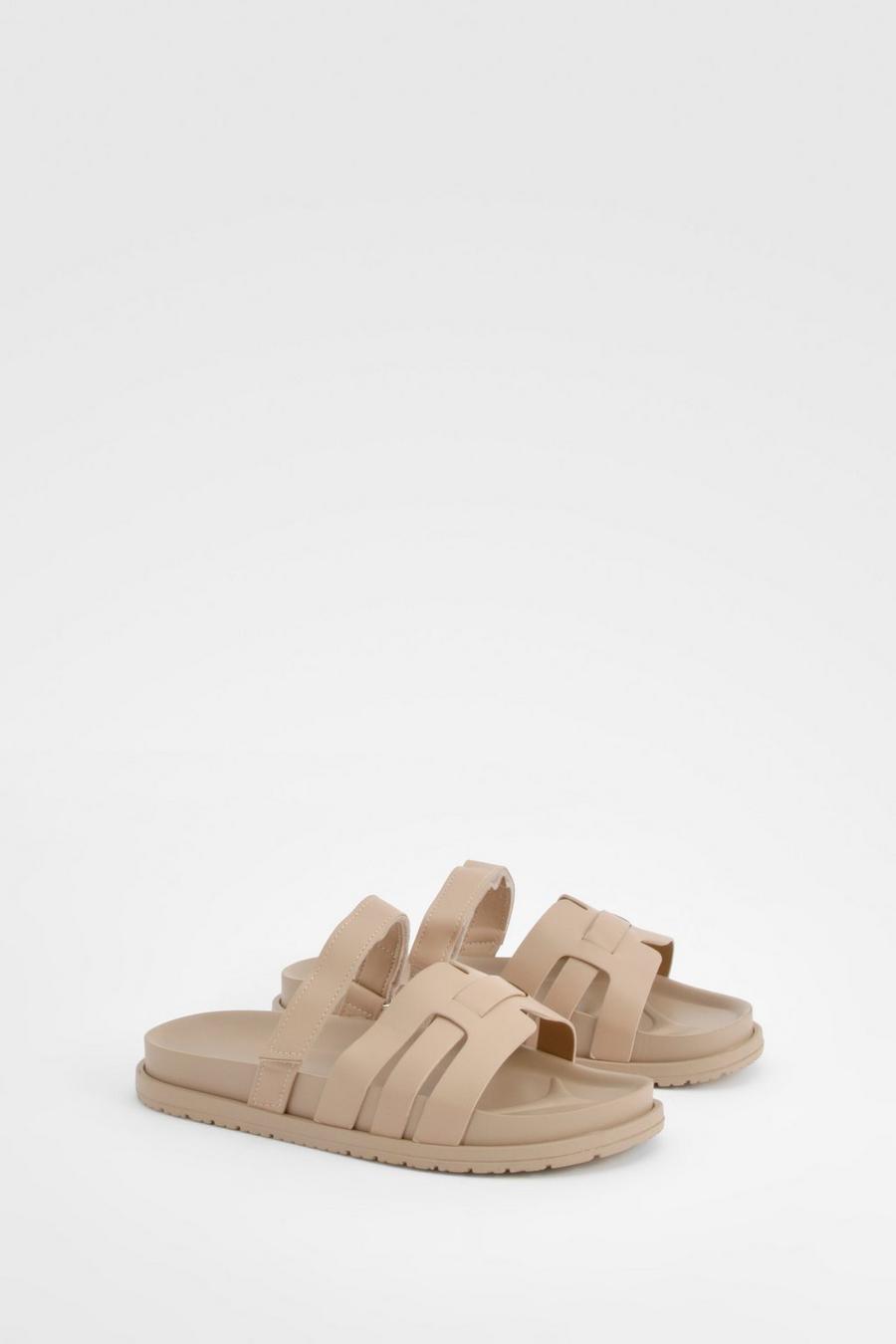 Taupe Slippers Met Uitsnijding image number 1