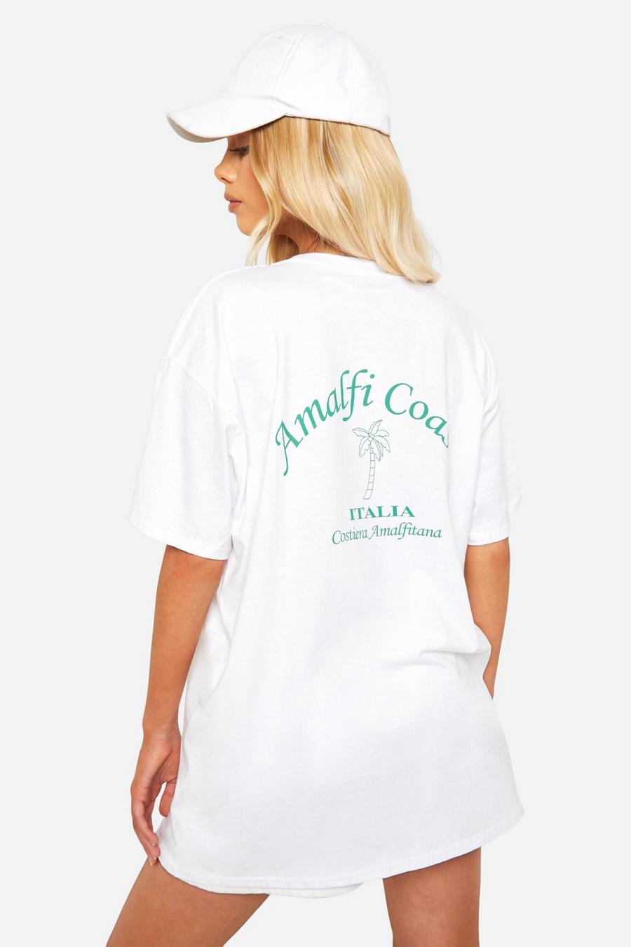 White Oversized Almafi Coast T-Shirt
