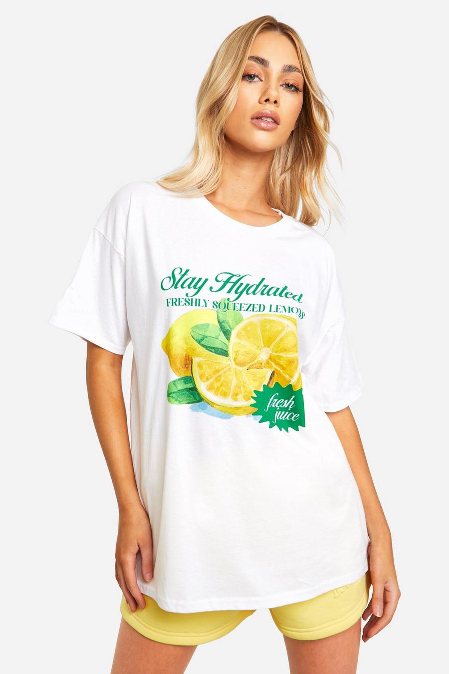 T-Shirt mit Zitronen-Print, White