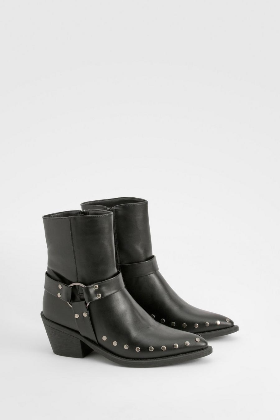 Black valentino garavani rockstud uniqueform leather ankle boots 