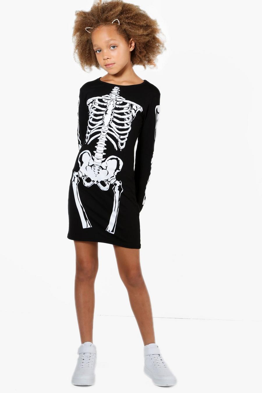Mädchen Kleid mit Skelett-Print image number 1