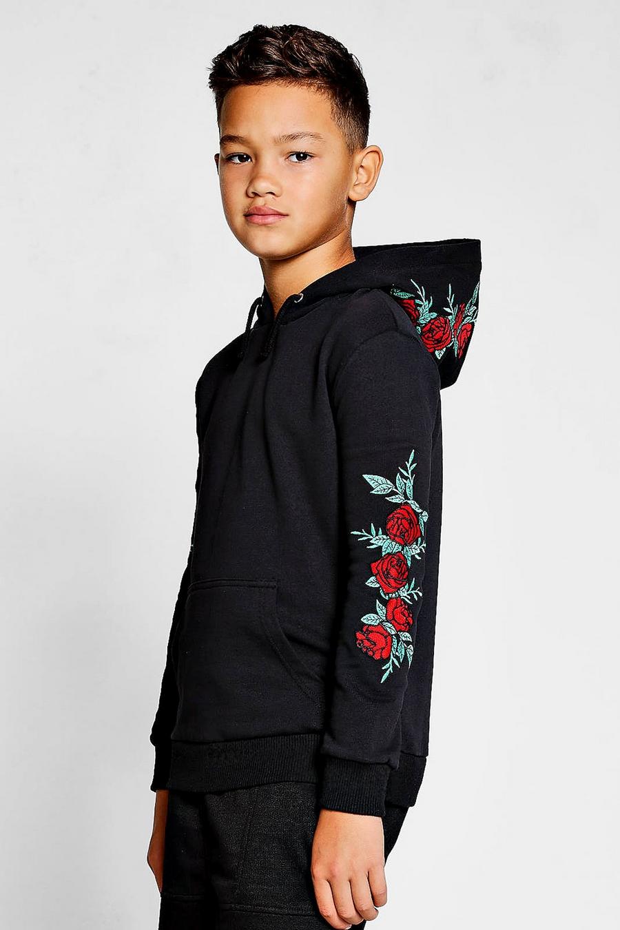 Boys Embroidered Floral Hoodie image number 1