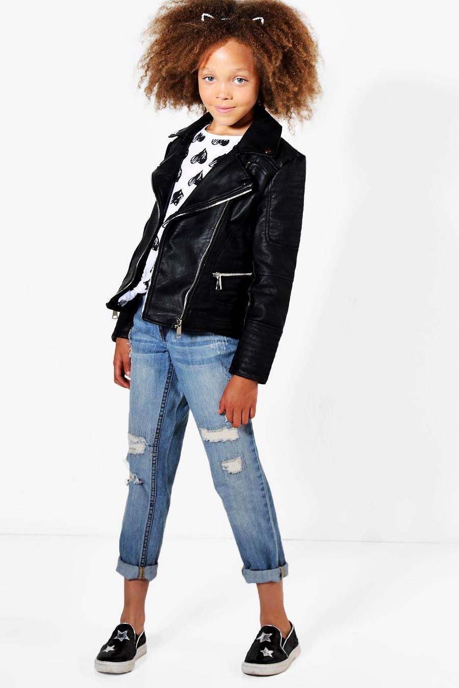 Girls Black Moto Jacket image number 1