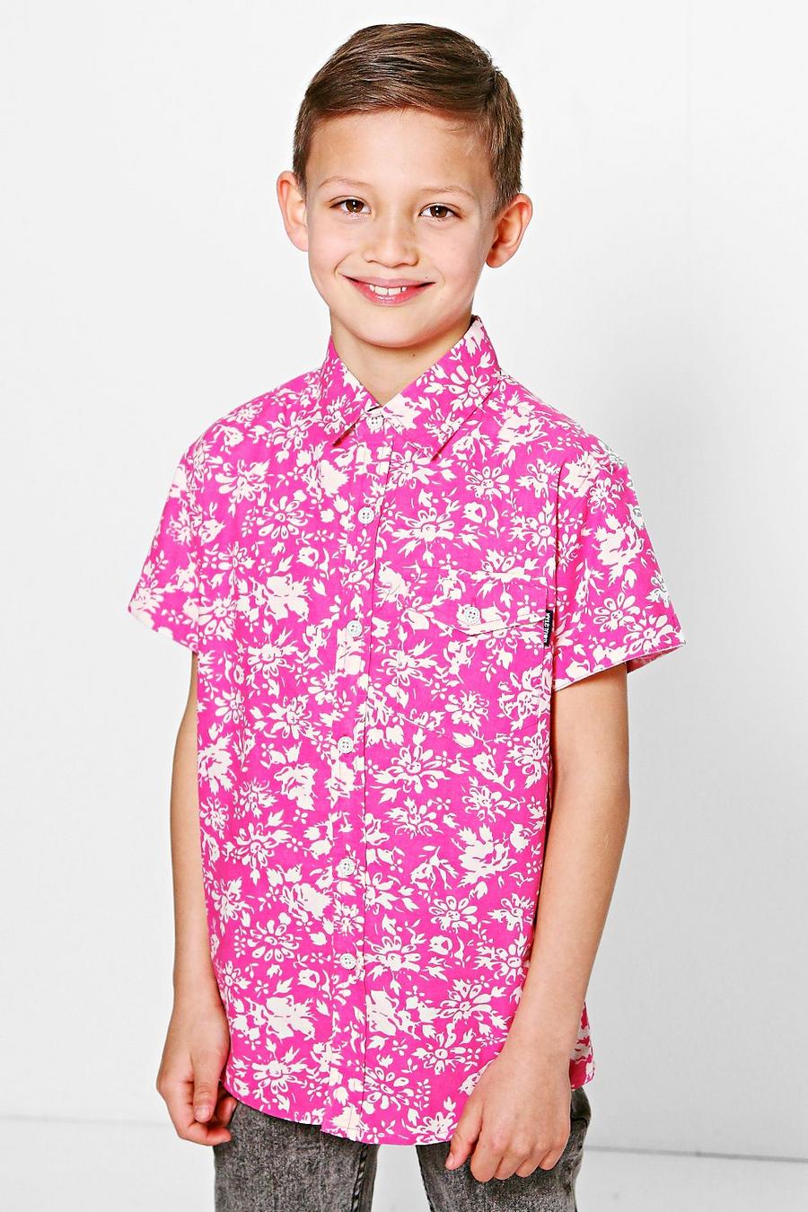 Red Boys Floral All Over Print Shirt image number 1