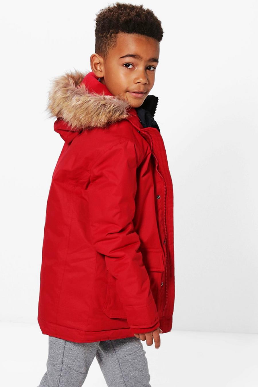 Boys Faux Fur Hooded Double Padded Coat image number 1