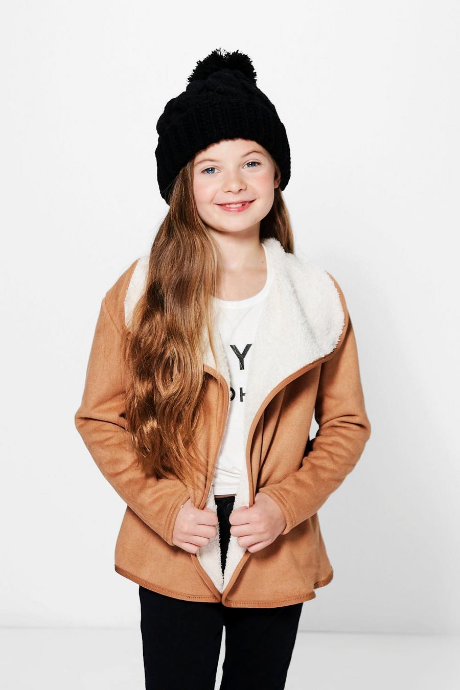 Girls Waterfall Faux Fur Lined Jacket image number 1