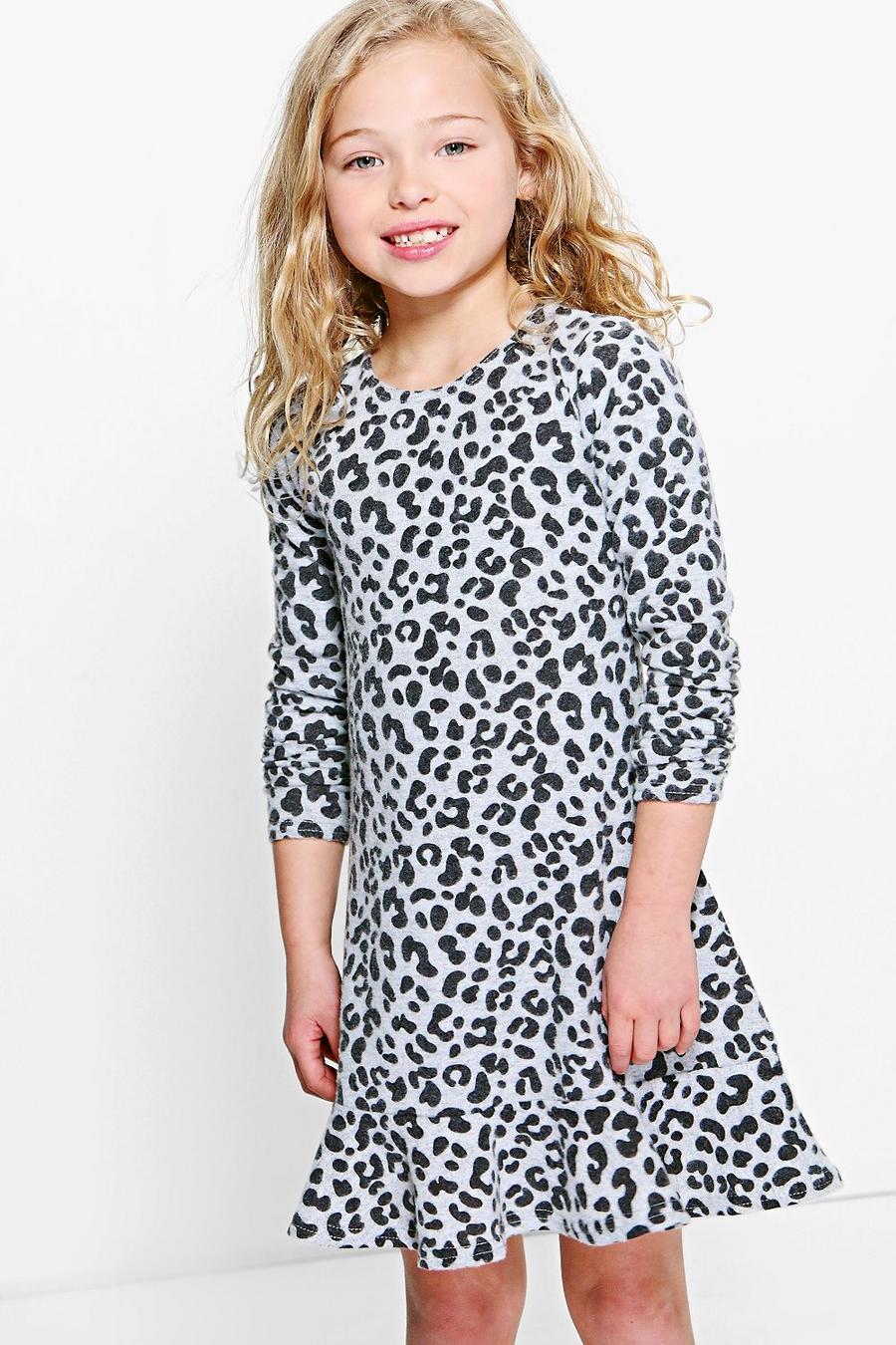 Girls Knitted Leopard Print Dress image number 1