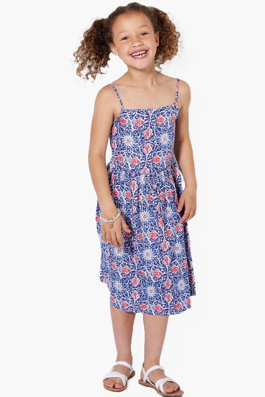 Blue Girls Printed Summer Dress image number 1