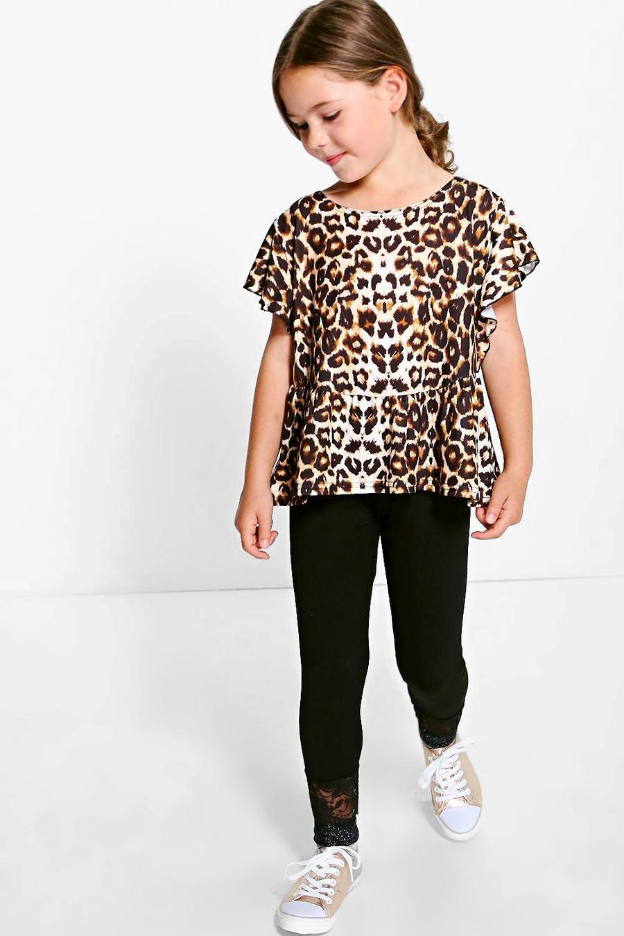 Girls Ruffle Leopard Print Top image number 1