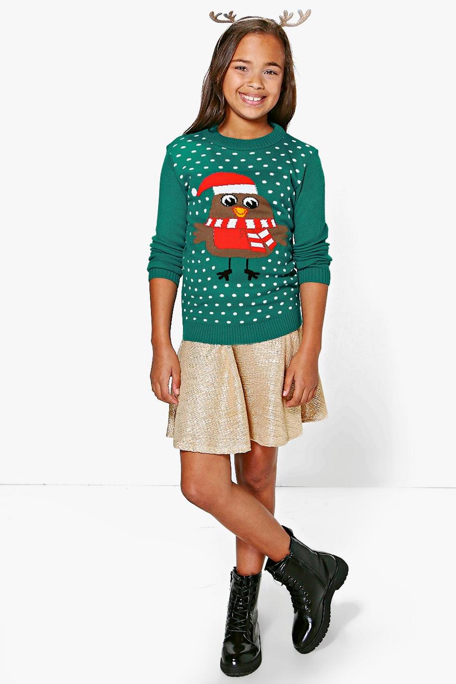 Green Girls Robin Christmas Sweater image number 1