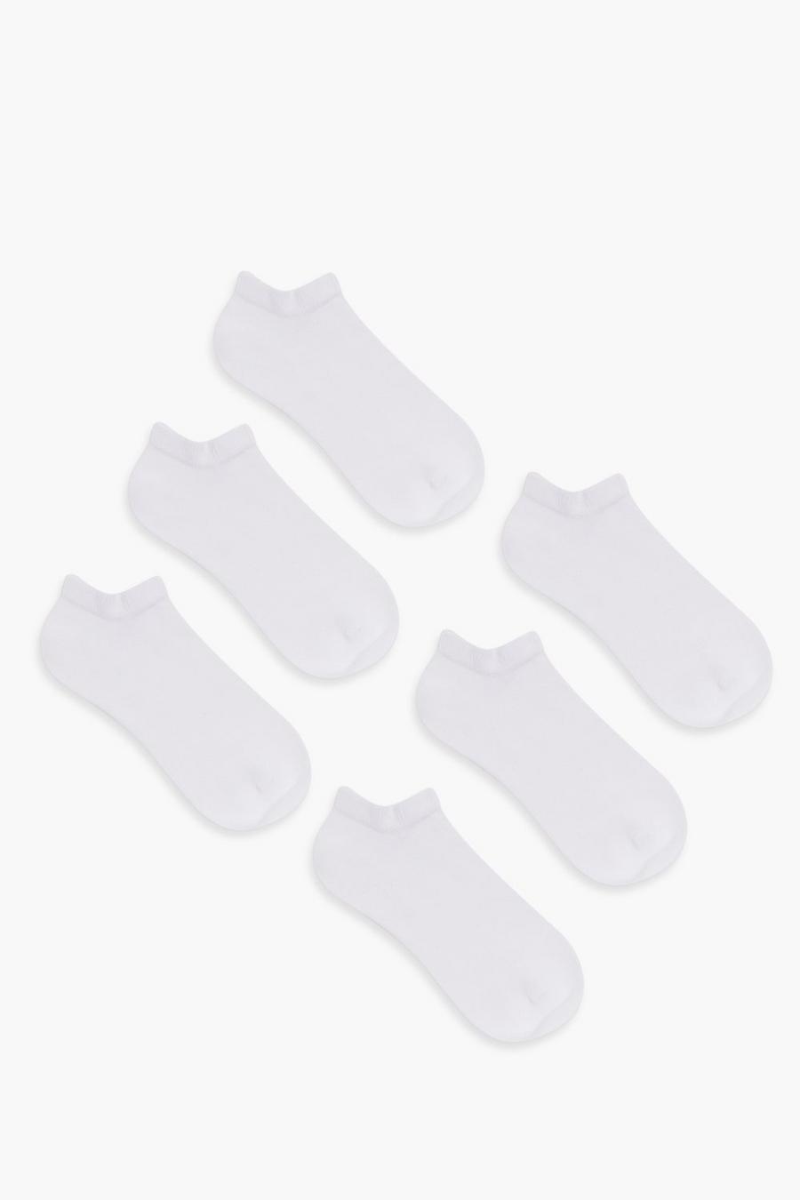 White 6 Pack Trainer Socks