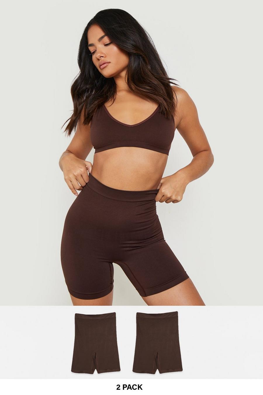 Chocolate brown 2 Pack High Waist Shaping Control Short