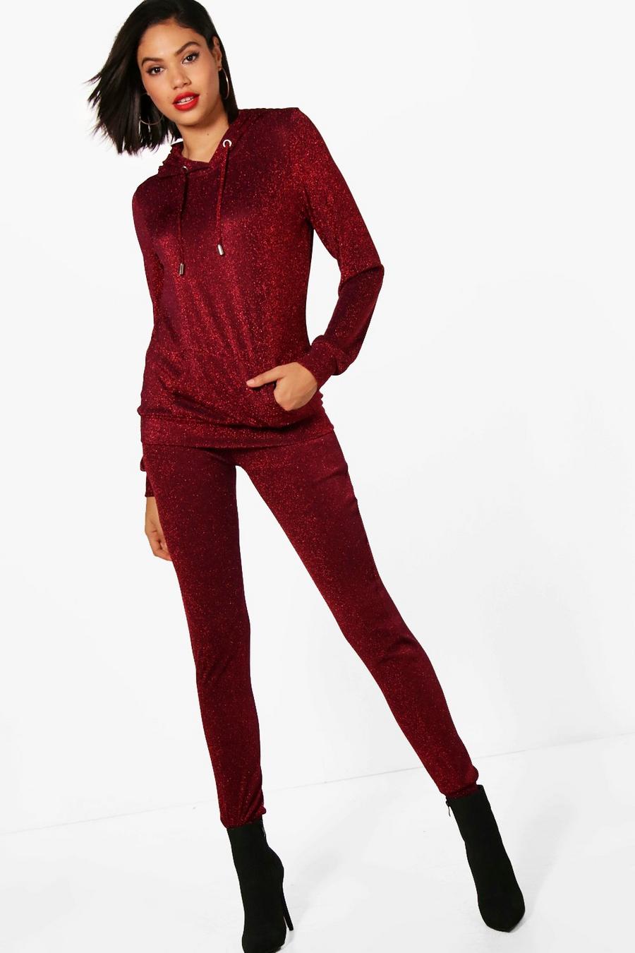 Red Jessie Athleisure Glitter Tracksuit image number 1