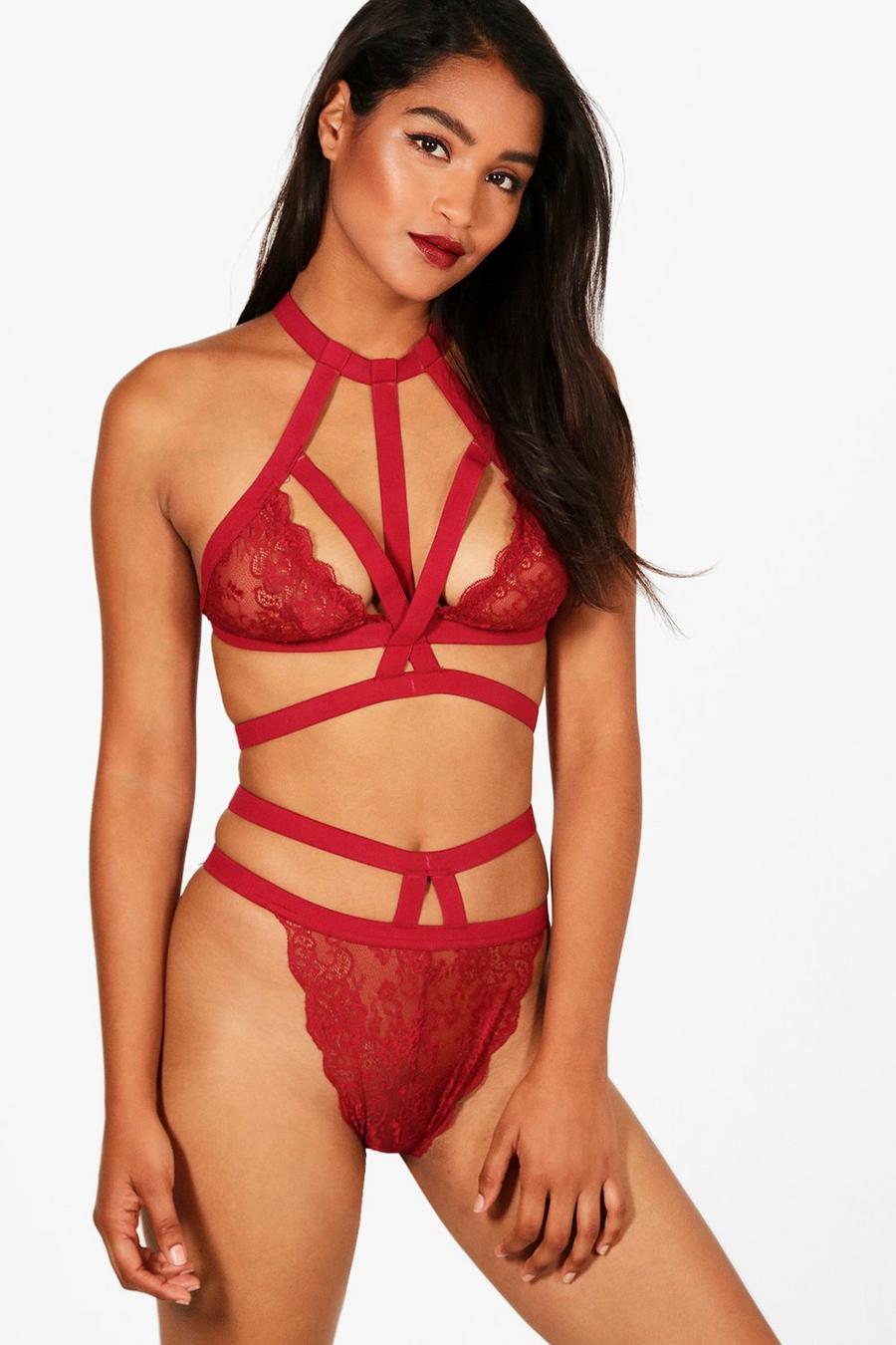 Wine Strappy & Lace Brief image number 1