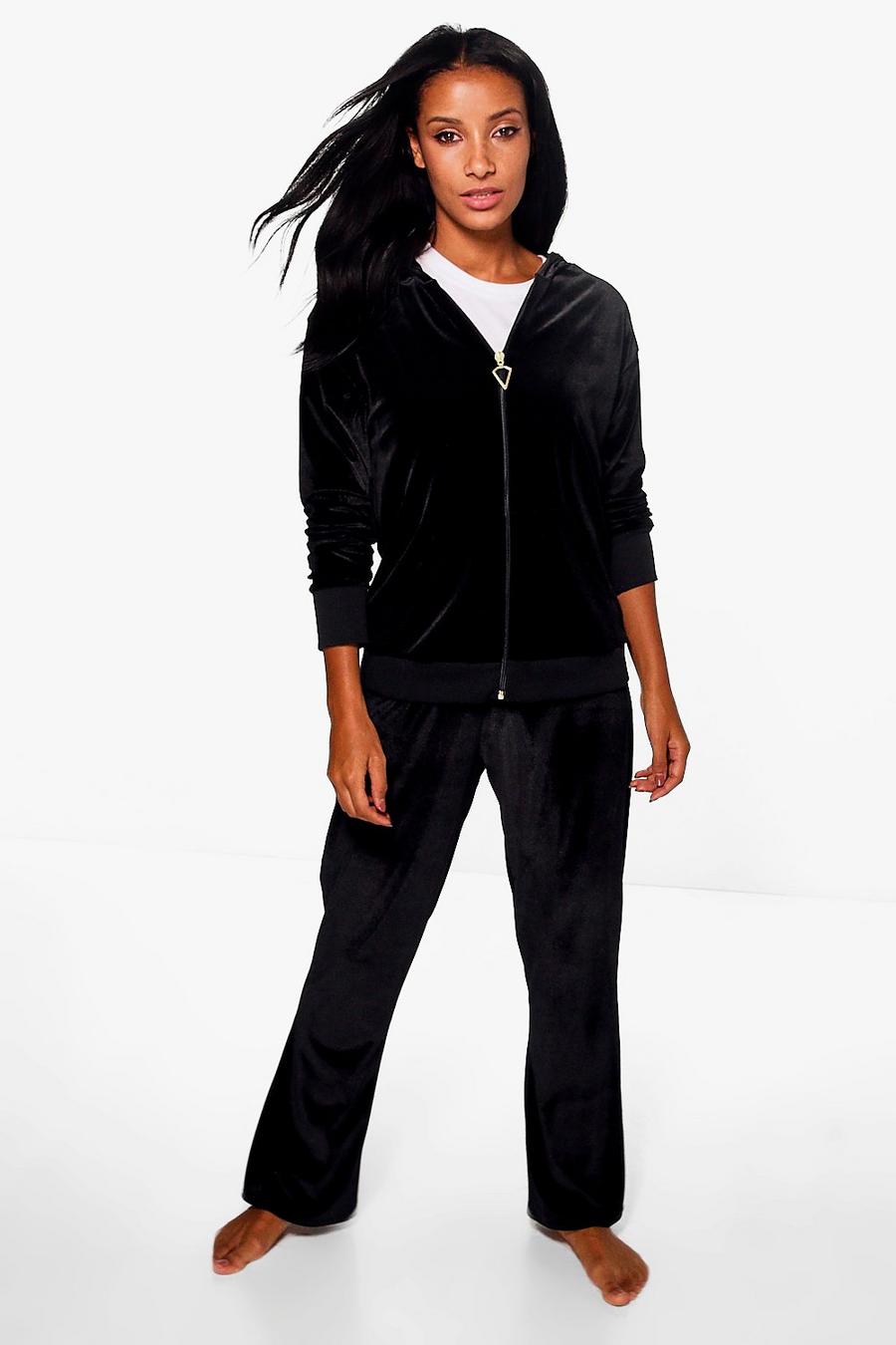 Paige Velour Zip Through Hooded Flare Lounge Set image number 1