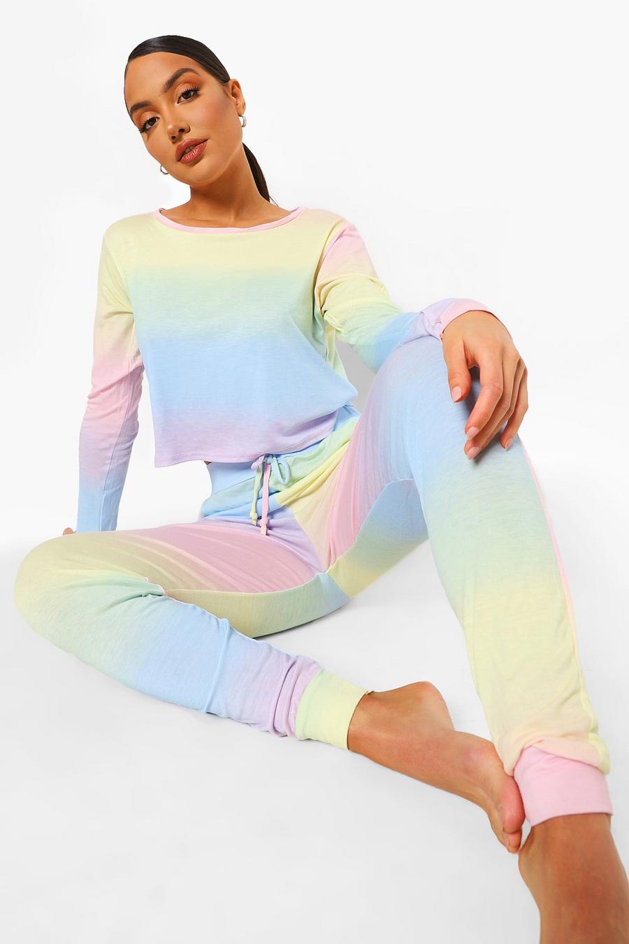 Multi Ombre Long Sleeve And Jogger Loungewear Set image number 1