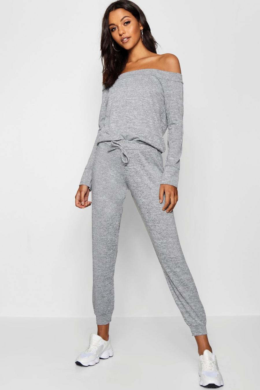 Grey Bardot Lounge Top And Trouser Set image number 1