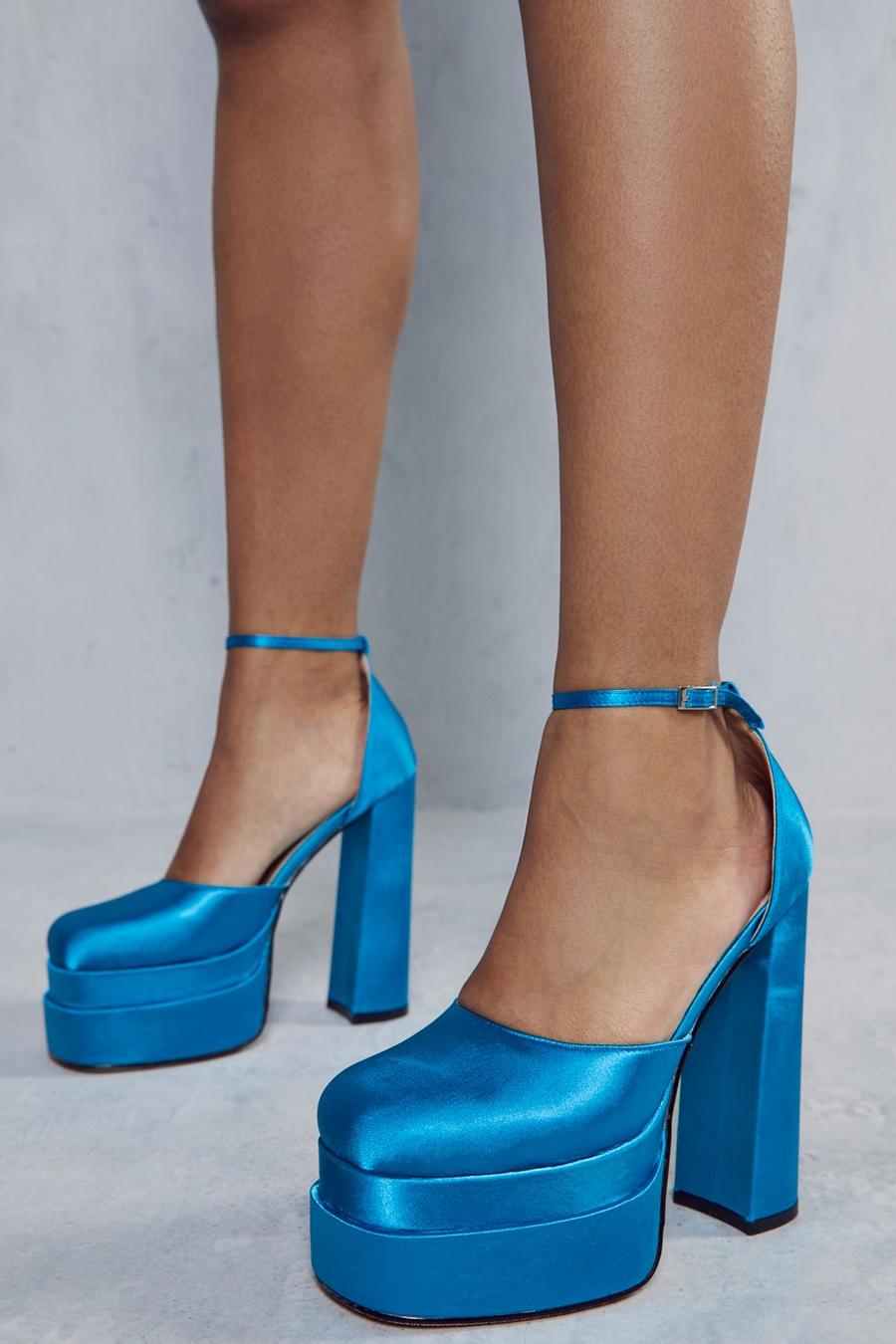 Blue Extreme Platform Chunky Heels
