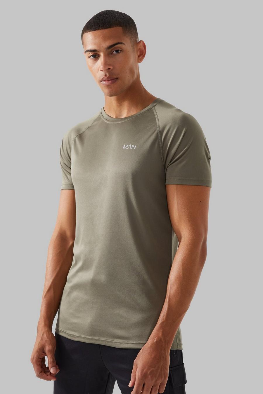 Man Active Raglan T-Shirt, Grey marl