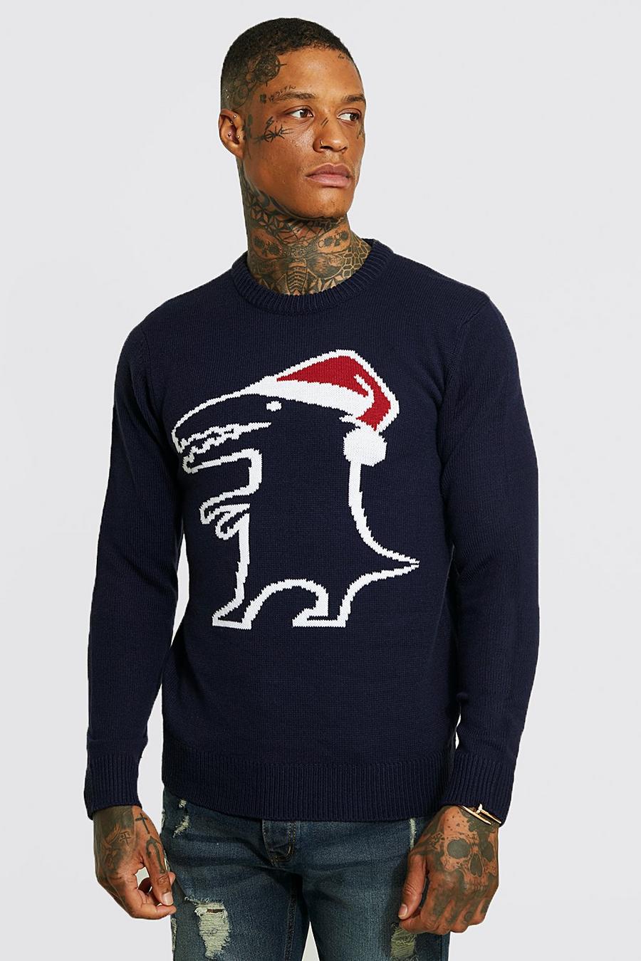 Dino Weihnachts-Pullover, Marineblau