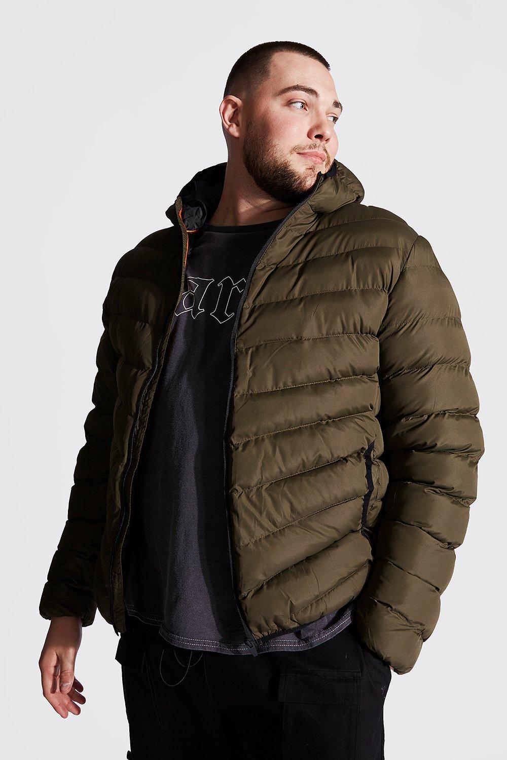 Men's Plus Size Clothing Plus Size Quilted Zip Jacket With Hood 