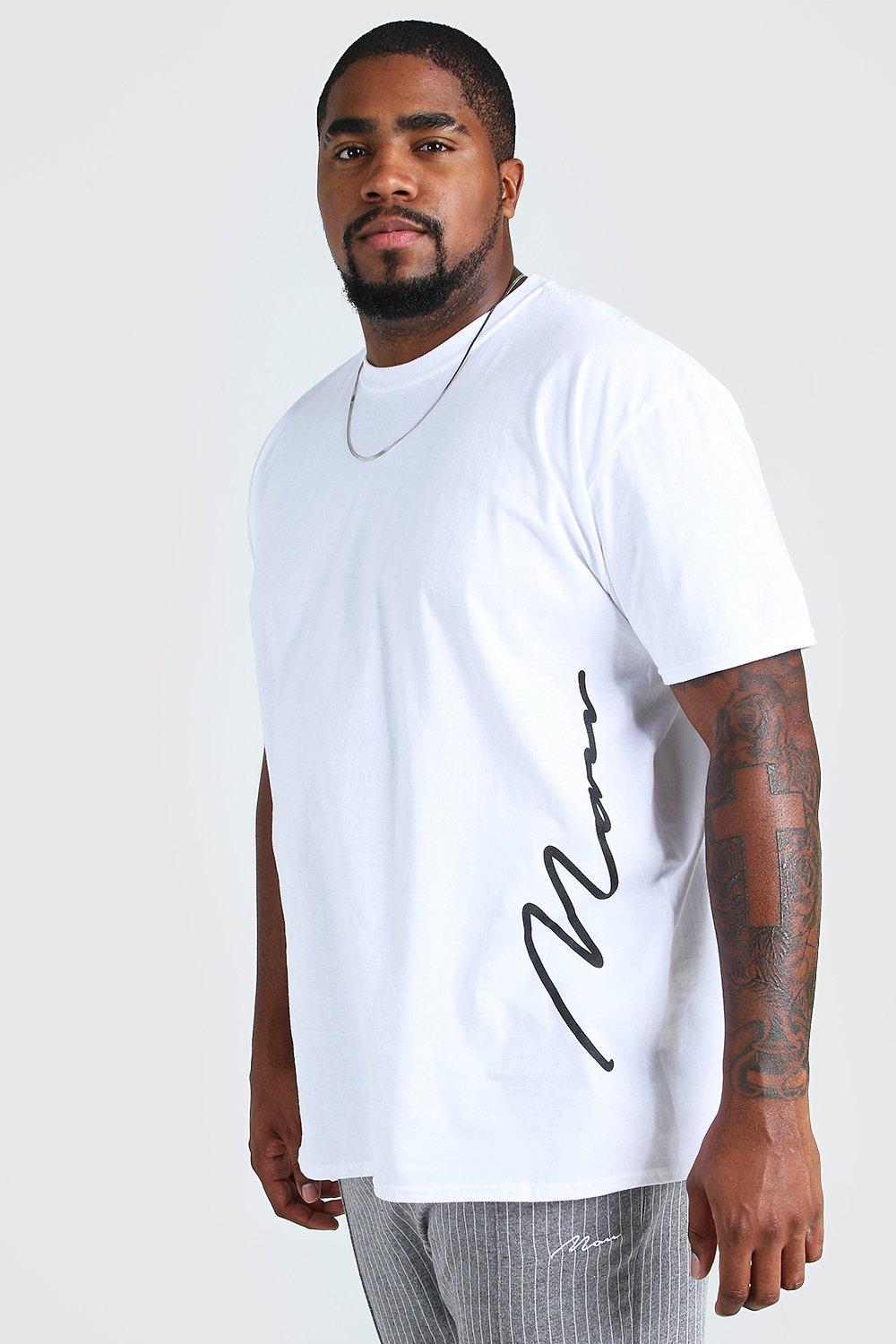 TOPS Plus Size MAN Signature Side Print T-Shirt