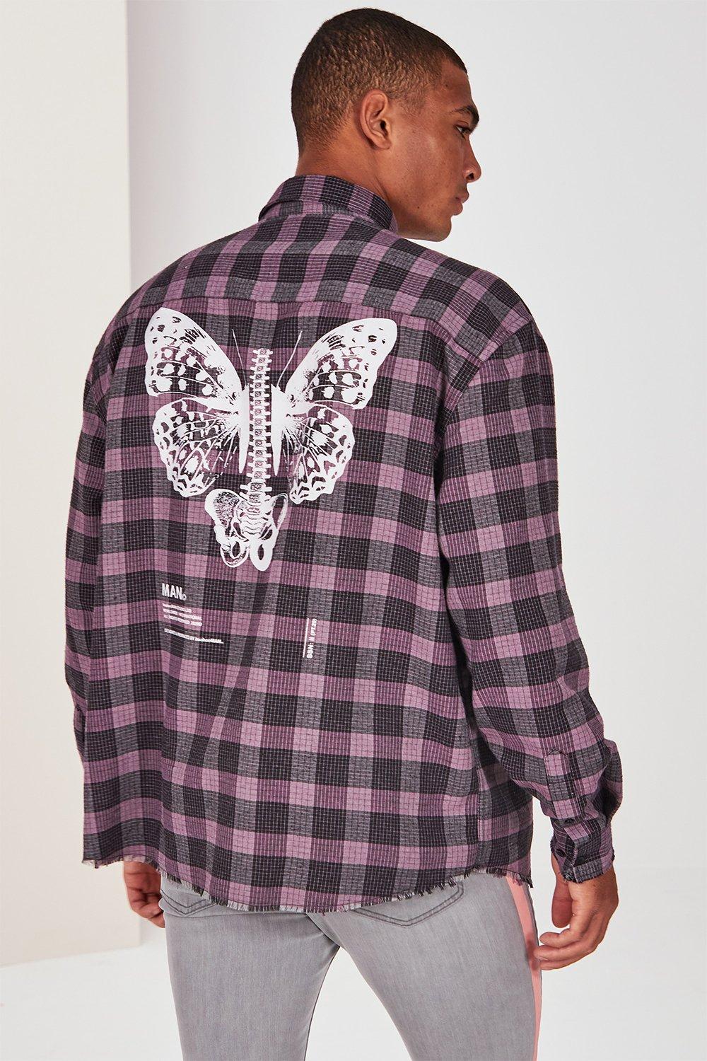 SALE MAN Official Butterfly Print Check Shirt