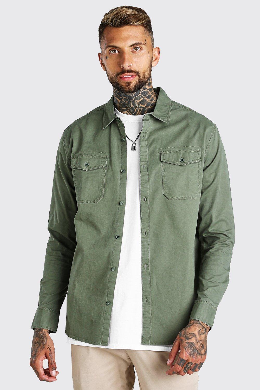 SALE Twill Overshirt With Chest Pockets