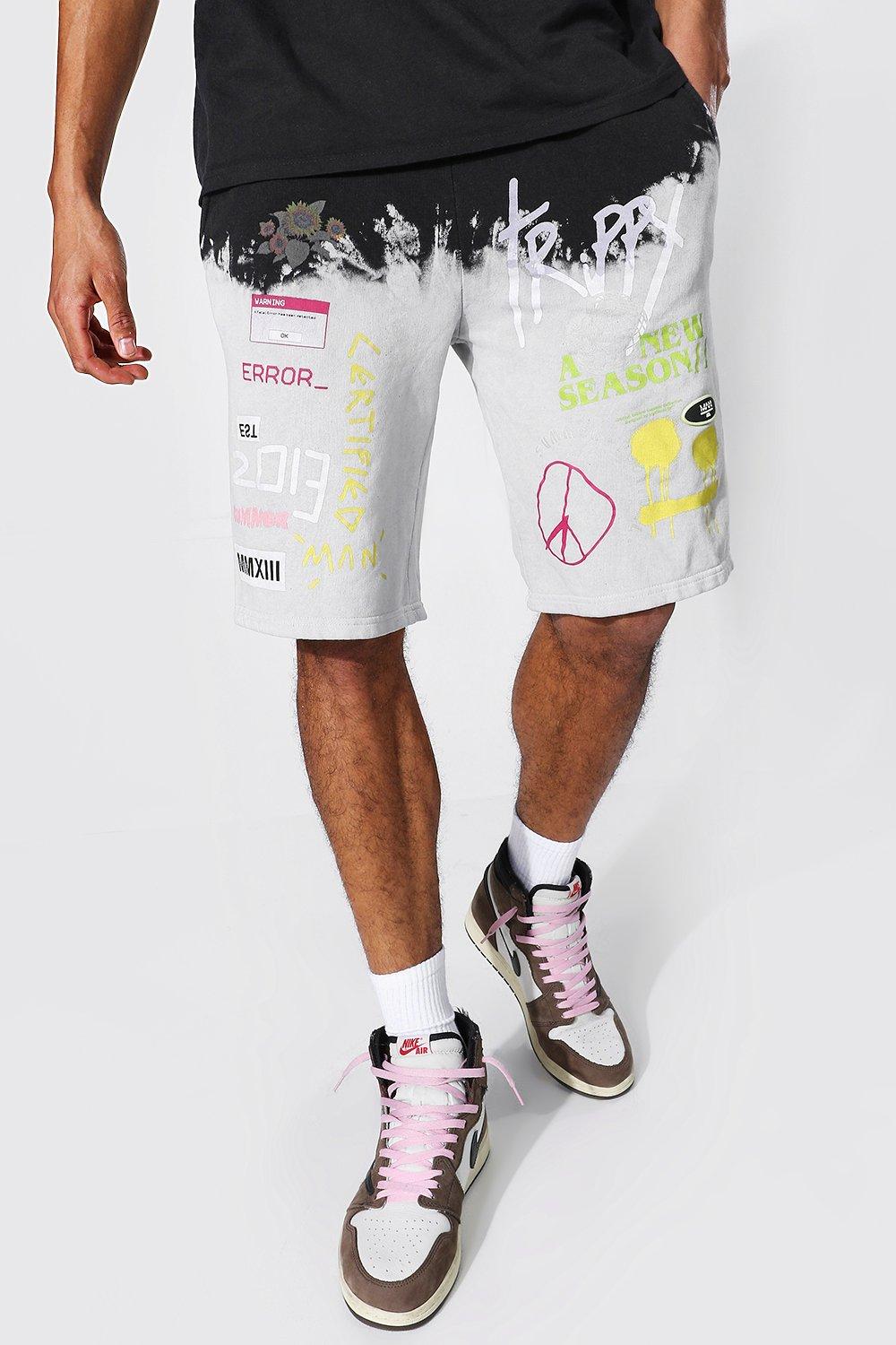 boohooMAN x Smokepurpp Summer of Love Edit Tall Regular Fit Tie Dye Jersey Shorts