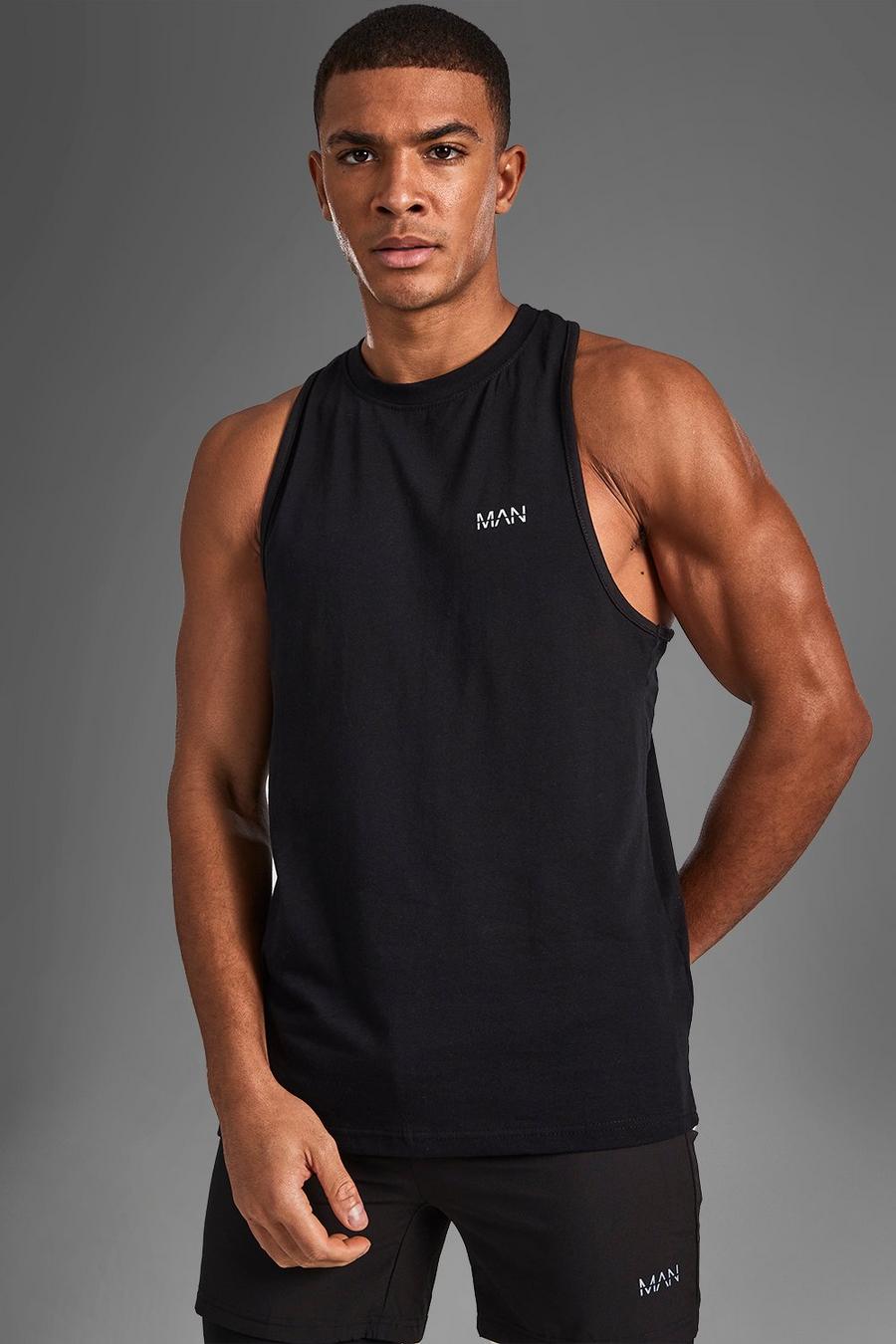 Camiseta sin mangas Active deportiva estilo nadador, Negro